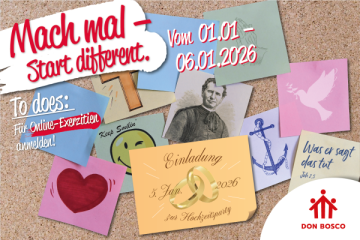 Flyer zu den Online-Exerzitien 2026: "Mach mal - start different"