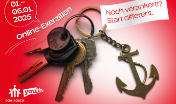 Flyer_Nochverankert_Online-Exerzitien2025 - Bild mit Schlüsselanhänger und Anker