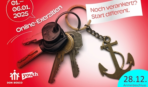 Flyer_Nochverankert_Online-Exerzitien2025 - Bild mit Schlüsselanhänger und Anker